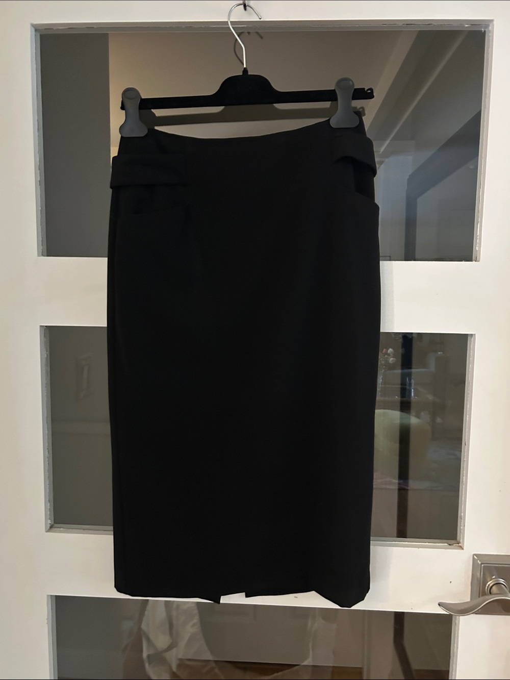 Lapis Black Pencil Skirt with Waist Tabs